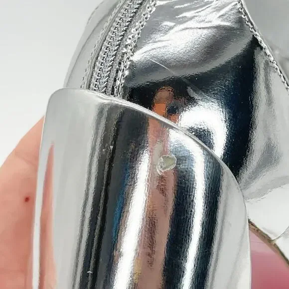 Christian Louboutin Daisy Spike Metallic Silver Ankle Cuff Sandals EU 37.5 - Picture 10 of 15